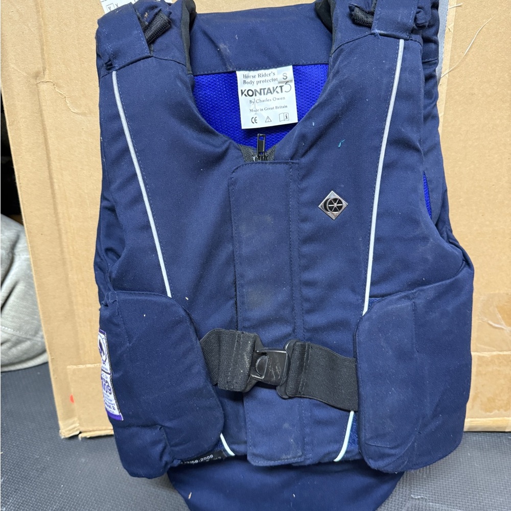 Blue Padded Vest with Reflective Trim - Equestrian riding safety vest, worn once